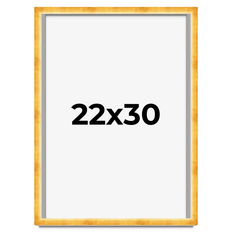 22x30 Shadow Box Frame Gold | 1.625 Inches Deep Real Wood Traditional