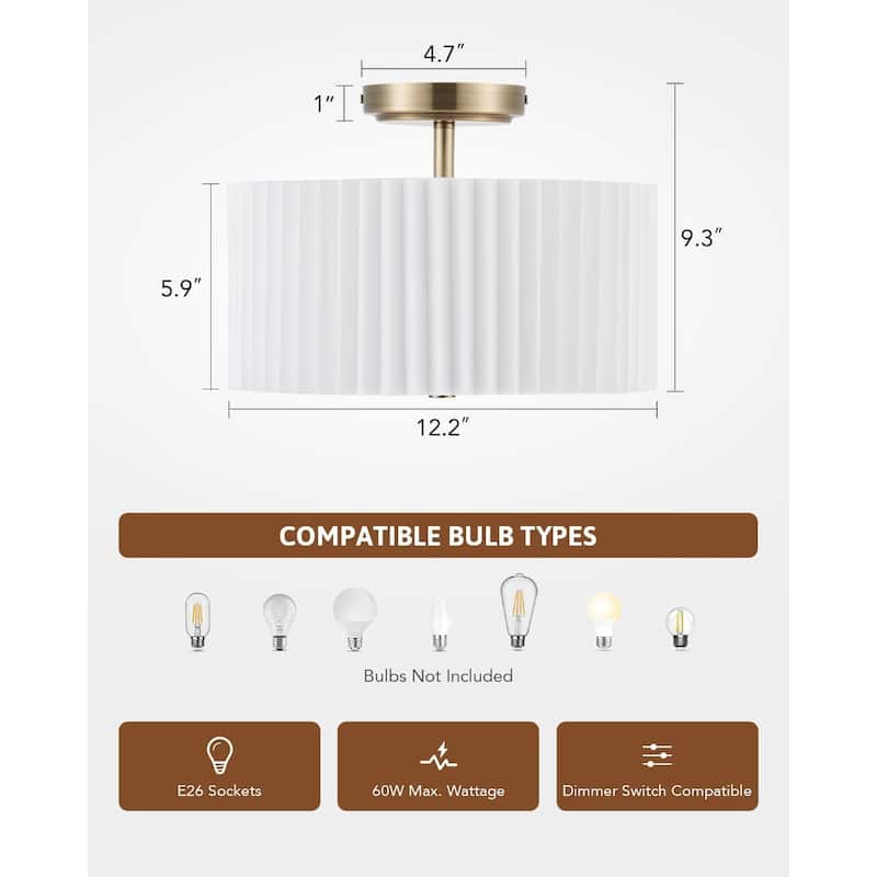 2-light drum light bronze bedroom light fabric, metal ceiling light