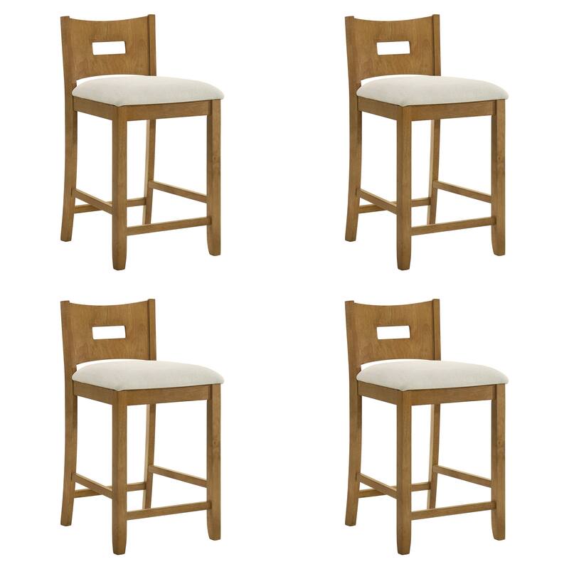 Ren Rubberword Bar Stool, Ivory Upholstered Counter Height Stool