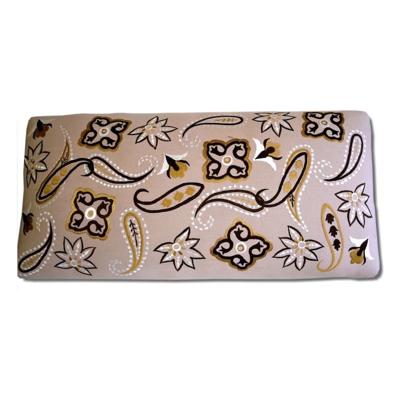 Imports Decor Wooden Bench Set with Embroidered Upholstery