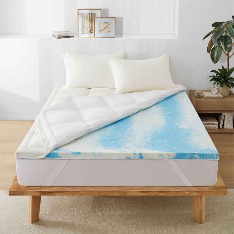 White Goose Feather Bed Fitted Mattress Topper with 100% Organic Cotton Cover