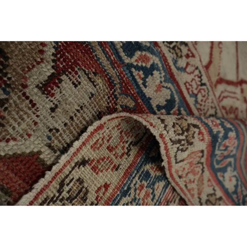 Hand Knotted Oriental 100% Wool Carpet Traditional Floral Beige & Ivories Sultanabad (Ziegler) Area Rug - 11' 0'' X 9' 1''