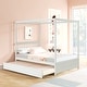 preview thumbnail 9 of 13, Nestfair Full Size Canopy Bed with Twin Trundle, Kids Solid Wood Platform Bed Frame w/ Headboard, No Box Spring Needed