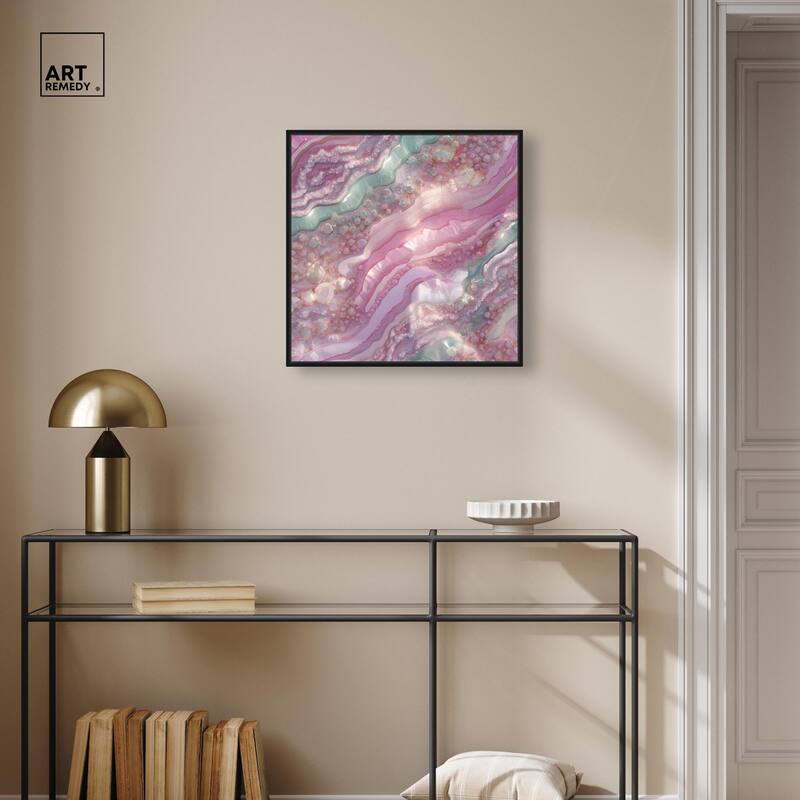Pink and Mint Crystal I Canvas by Art Remedy