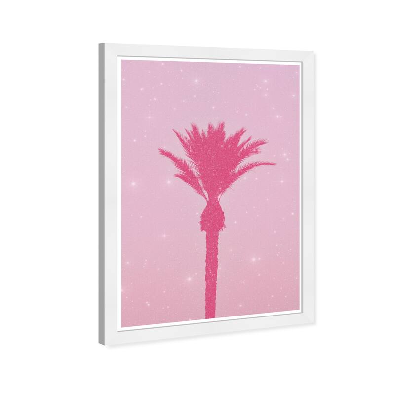 Wynwood Studio Prints Floral and Botanical Pink Palm Tree Pink and Dark Pink Glam Wall Art Canvas Print