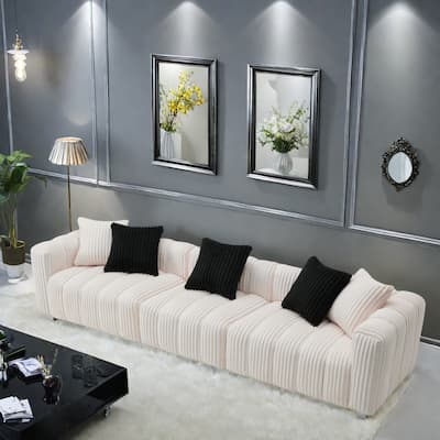 114.17" Foam 4-Seater Sofa with Solid Wooden Frame, Sturdy Wooden Frame