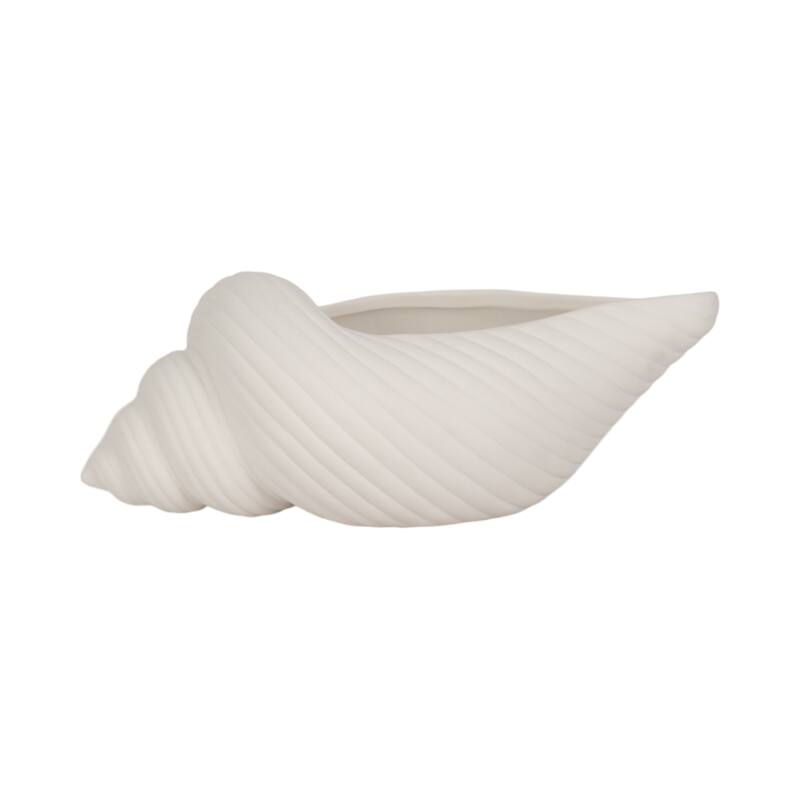 Decorative Ceramic Shell Accent Coral Figurine - White