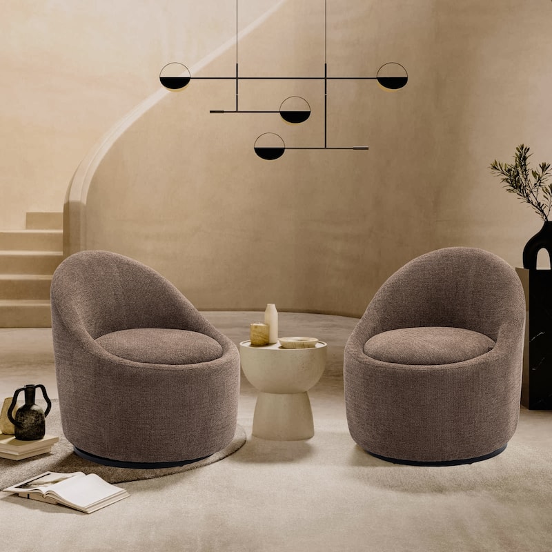 Modern Barrel Swivel Accent Chair - 360° Rotation & Hidden Storage Ottoman, Compact for Small Spaces