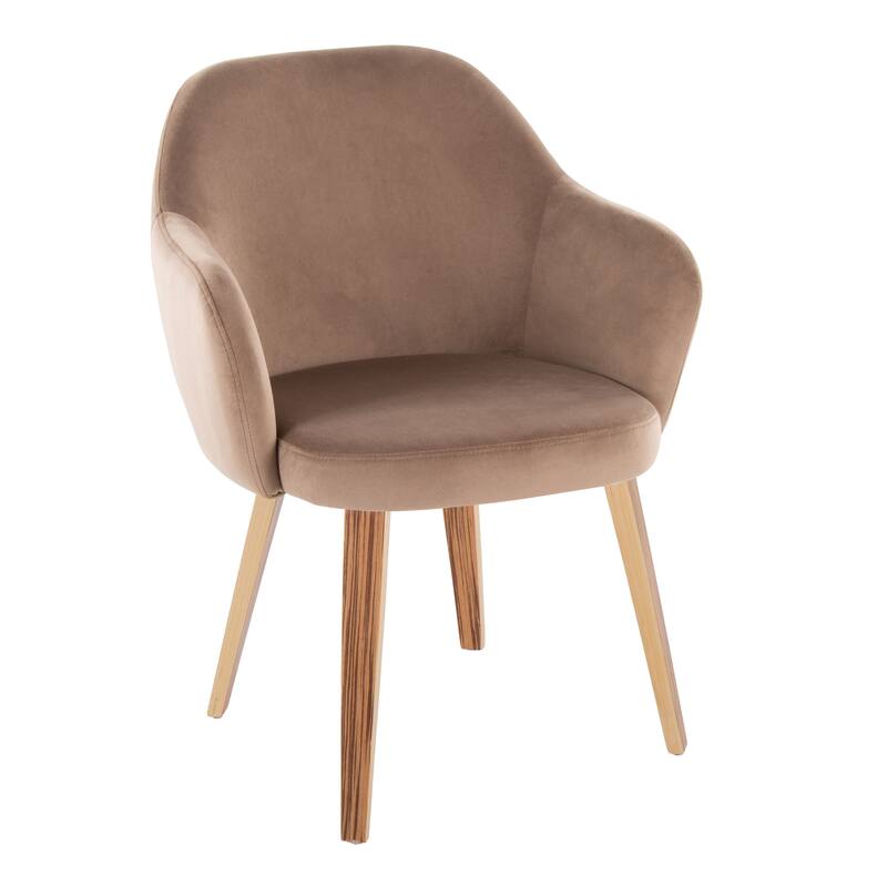 Porch & Den Beckett Dining Chair with Bent Wood Legs (Set of 2) - Brown Velvet/Zebra Wood