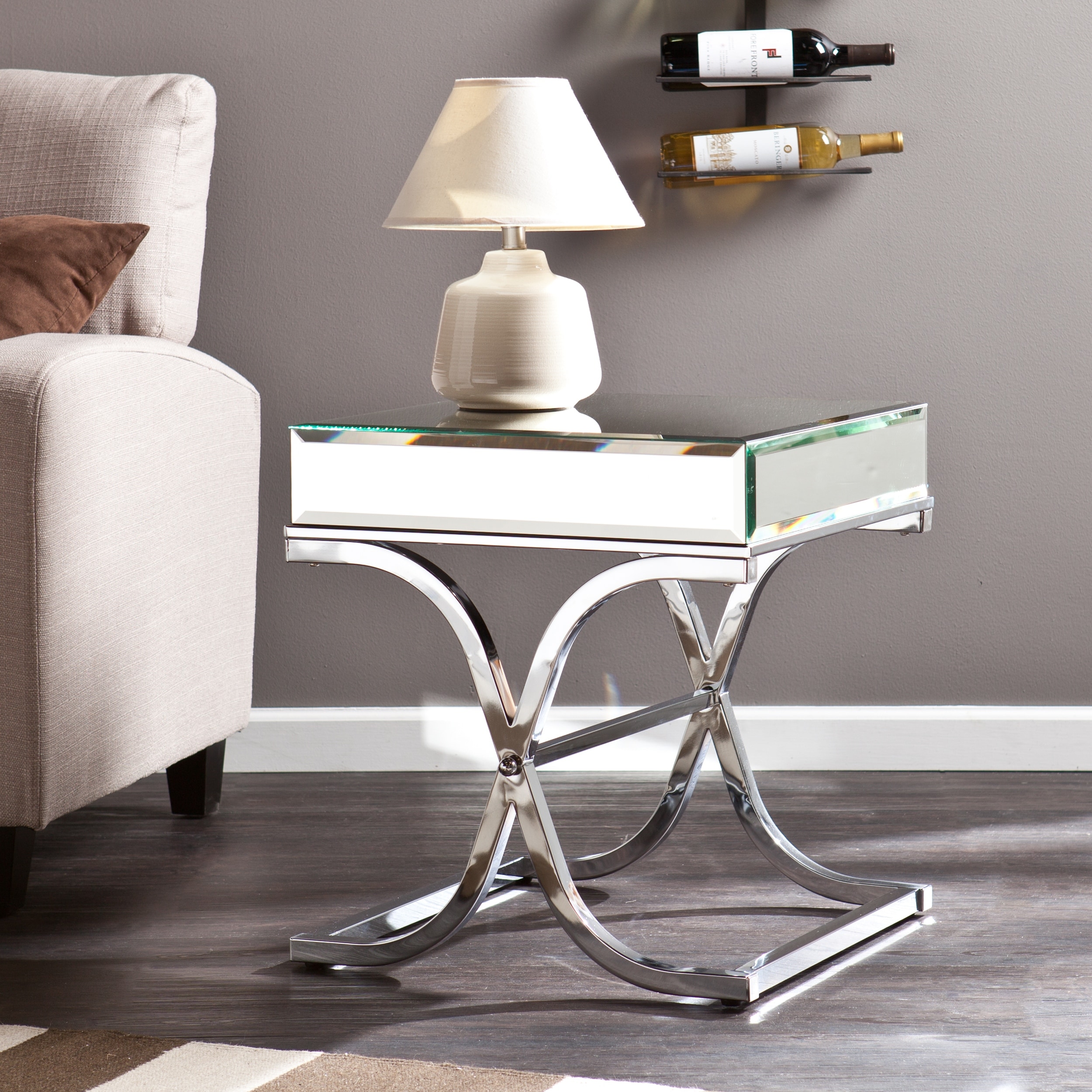 Olivia mirrored side sales table