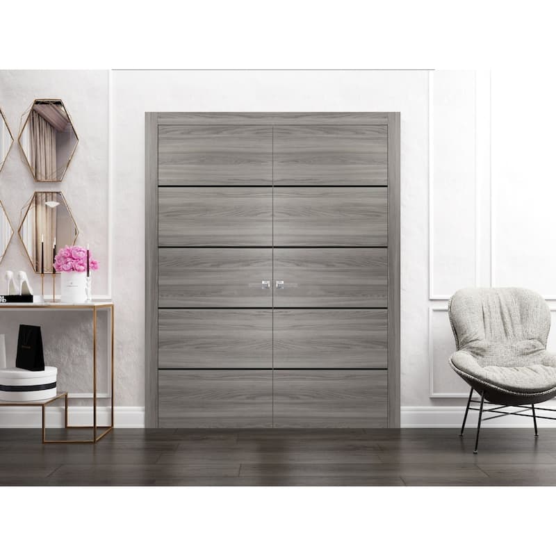 Solid French Double Doors 36 x 80 Planum 0015 Ginger Ash with