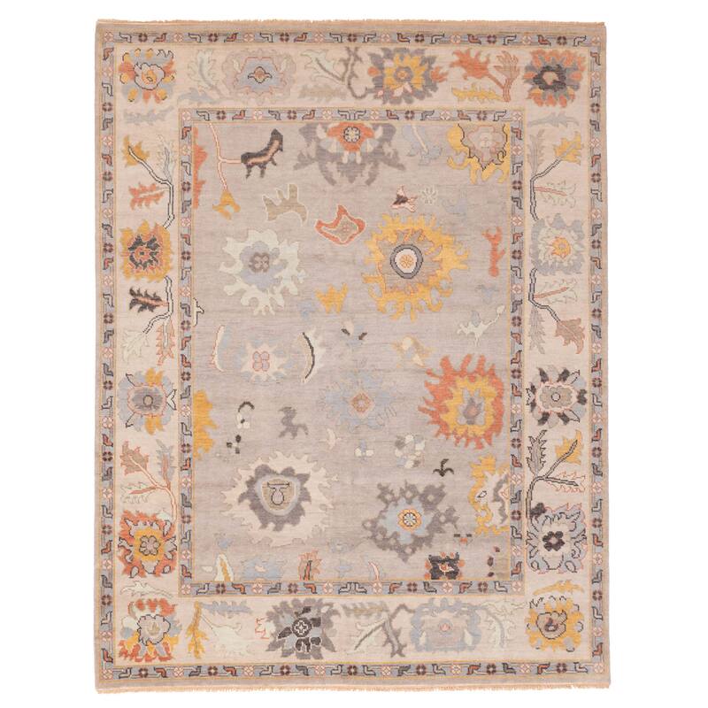 ECARPETGALLERY Hand-knotted Modern Oushak Grey Wool Rug - 8'1 x 10'4