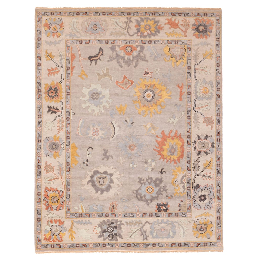 ECARPETGALLERY Hand-knotted Modern Oushak Grey Wool Rug - 8'1 x 10'4
