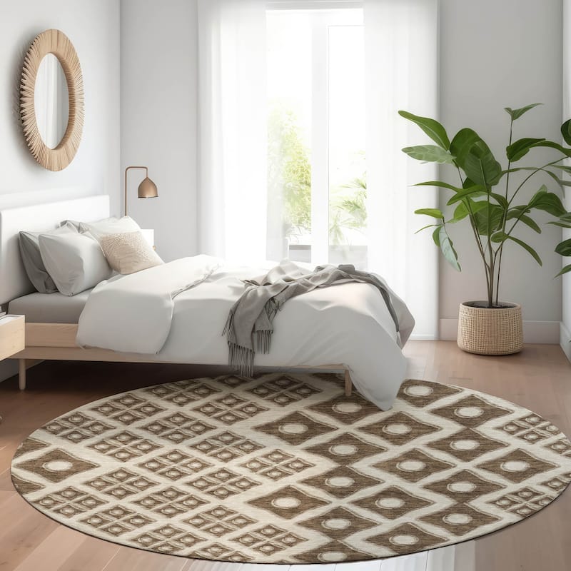 Premium Washable Super Soft Modern Cooper Mayfield Rug - Brown - 8' x 8'