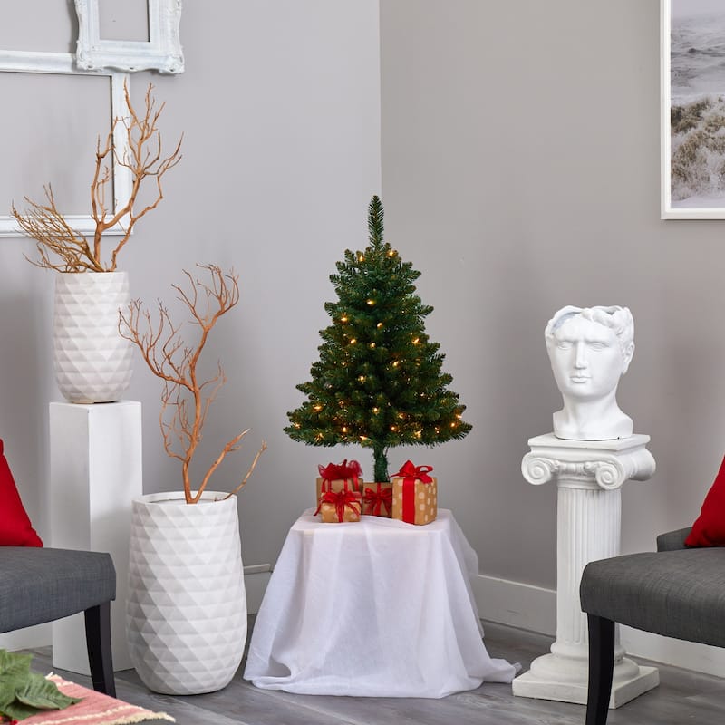 3ft. Spruce Artificial Christmas Tree with 50 Clear Lights and 154 Branches - Compact Festive X-Mas Décor Tree