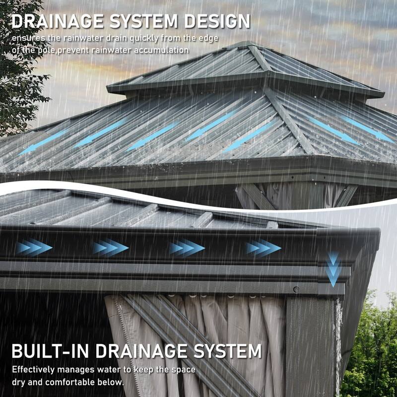 Domi Hardtop Gazebo with Galvanized Steel Double Roof and Aluminum Frame