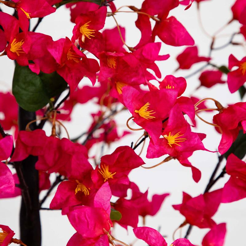 6' Artificial Bougainvillea Tree with White Decorative Planter - Green