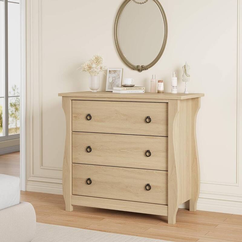 Natural 3-Drawer Dresser for Living Room, Bedroom, Entryway