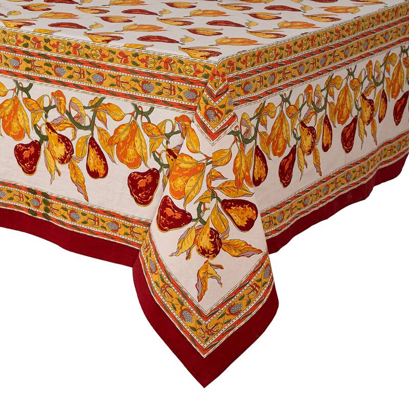Couleur Nature Orchard Pear Tablecloth - Burgundy - 59" x 59"