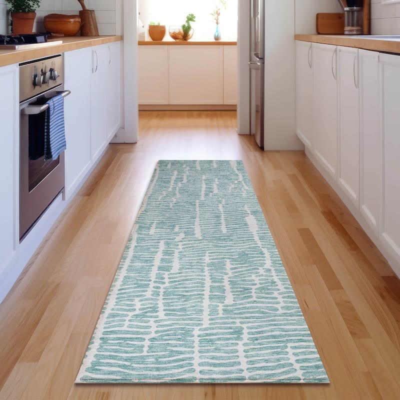 Premium Washable Super Soft Modern Glam Mayfield Rug - Teal - 2' 3" x 7' 6" - Runner
