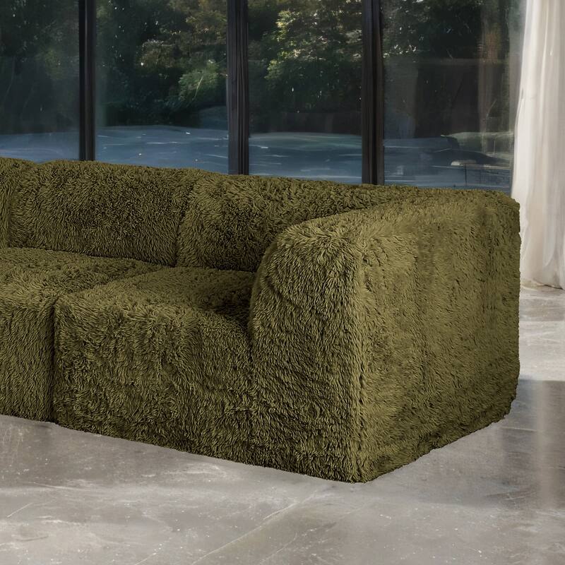 Furniture of America Ylena Modern 5-Piece Faux Fur Foam Modular Compressed Sectional Sofa