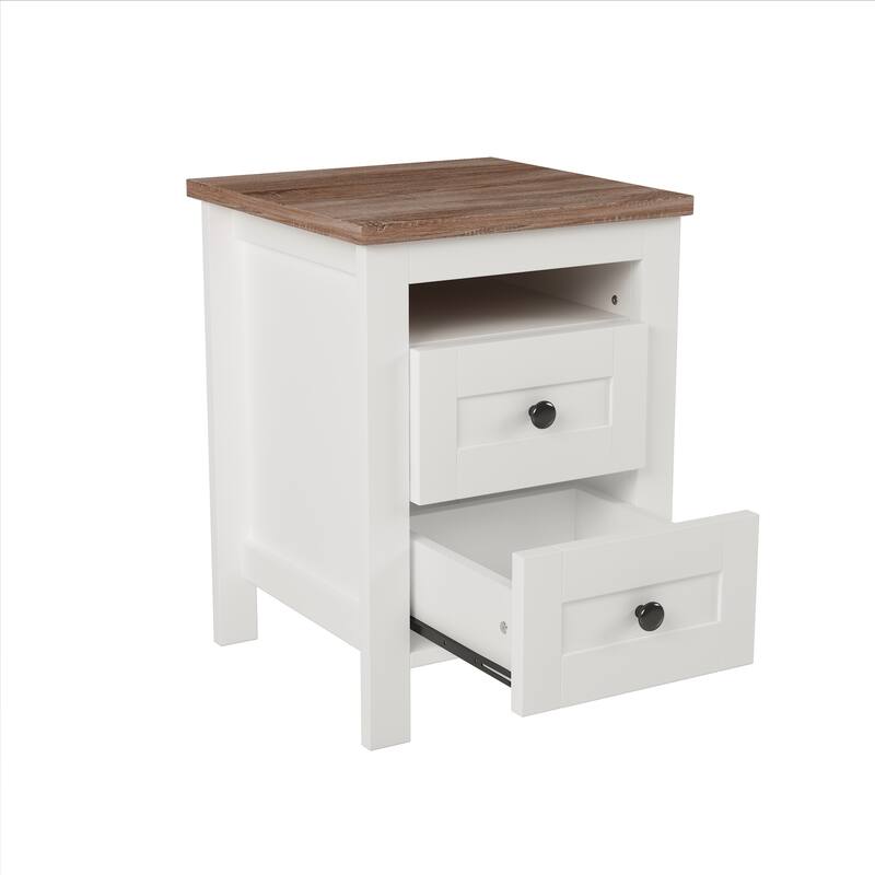 2-Drawer Farmhouse Wooden Storage Cabinet