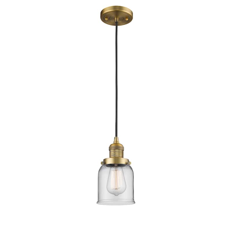 Innovations Lighting Franklin Restoration Bell - 1 Light 5" Cord Hung Mini Pendant - Clear/Brushed Brass
