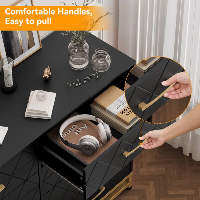 8 Drawer Dresser with Metal Handles for Bedroom