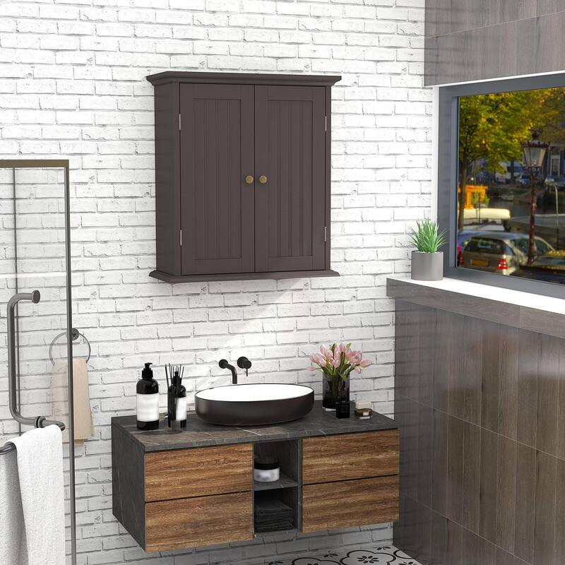 Bathroom Wall Cabinet, Over The Toilet Space Saver Storage Cabinet - 8.8"D x 21.1"W x 24"H