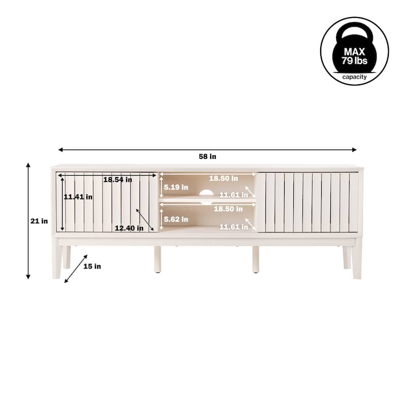 Damien 58 in. Farmhouse 3-Storage Sliding Door TV Stand Fits TVs up to 65 in. with Cable Management, by JONATHAN Y - 58"