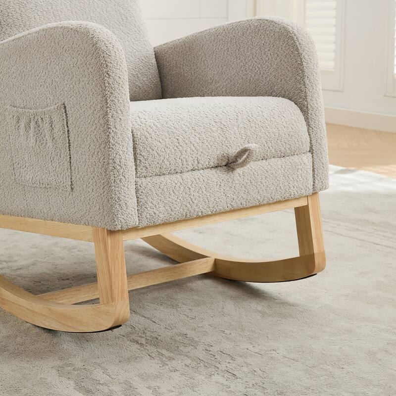 25.4" Boucle Rocking Chair with Footrest