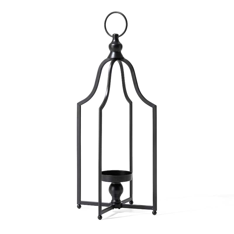 Glitzhome Modern Black Metal Foldable Lanterns Spring Wedding Hanging Candle Holders