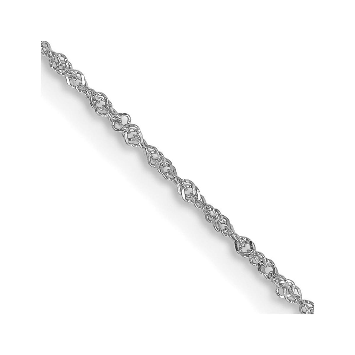 Curata 14k White Gold 1mm Singapore Chain Anklet