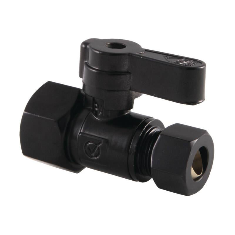 1/2" FIP X 3/8" OD Comp Straight Stop Valve - Matte Black
