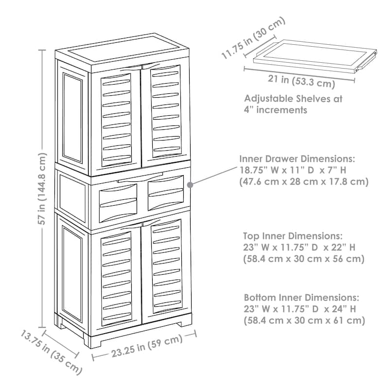 Sunnydaze Storage Cabinet with 2 Adjustable Shelves and Drawer