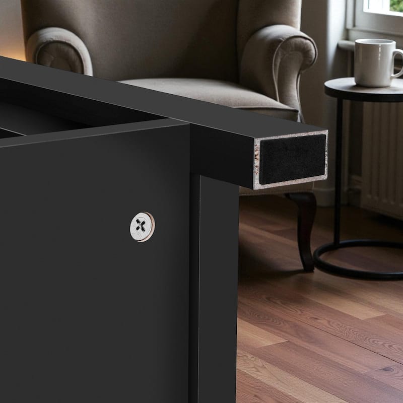 55.1-Inch Farmhouse Sideboard Buffet with Sliding Barn Doors, 4 Drawers & Power Outlet, Wood Storage Cabinet