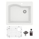 preview thumbnail 54 of 59, Karran Drop-In Quartz Composite 25 in. Single Bowl Kitchen Sink Kit White