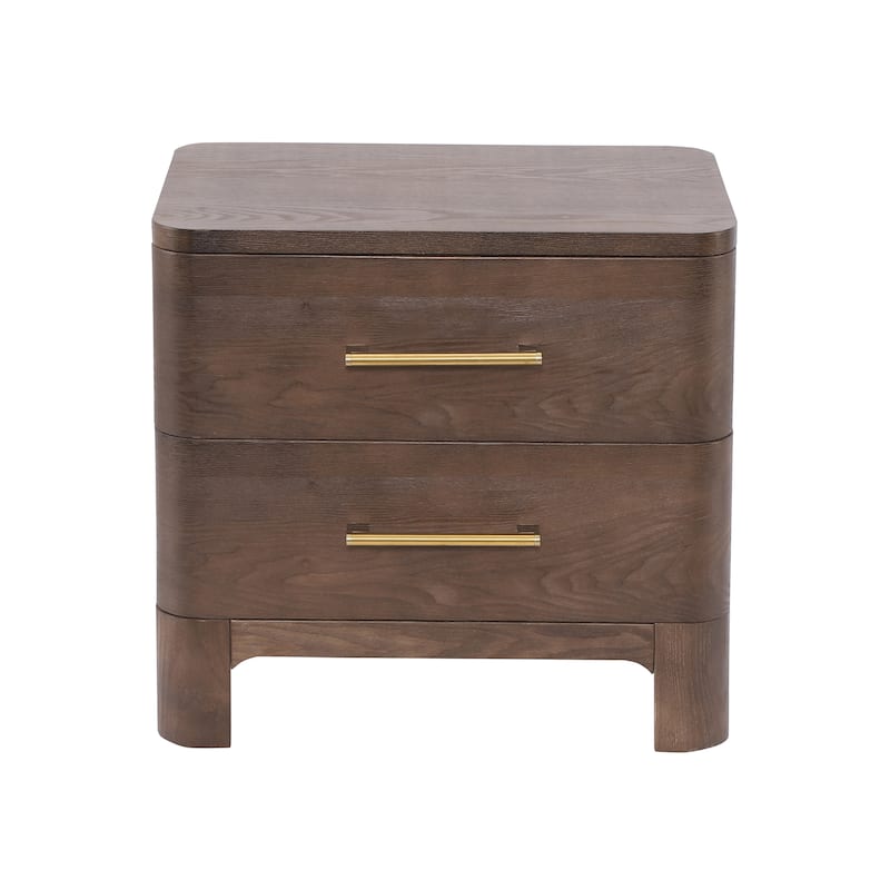 Christopher Knight Home - Modern Nightstand with 2 Drawers and Brushed Gold Handles