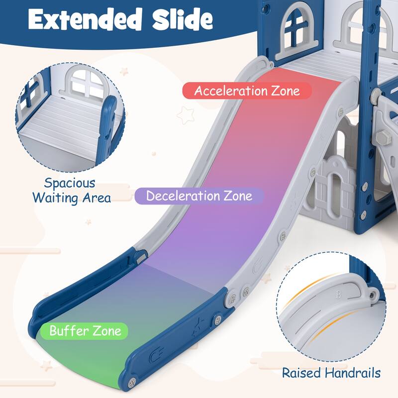 Costway 6 in 1 L-shaped Toddle Slide for Toddlers Age 1-3 Baby Slide