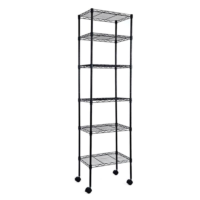 6-Tier Steel Wire Shelving with Wheels Adjustable Storage Units