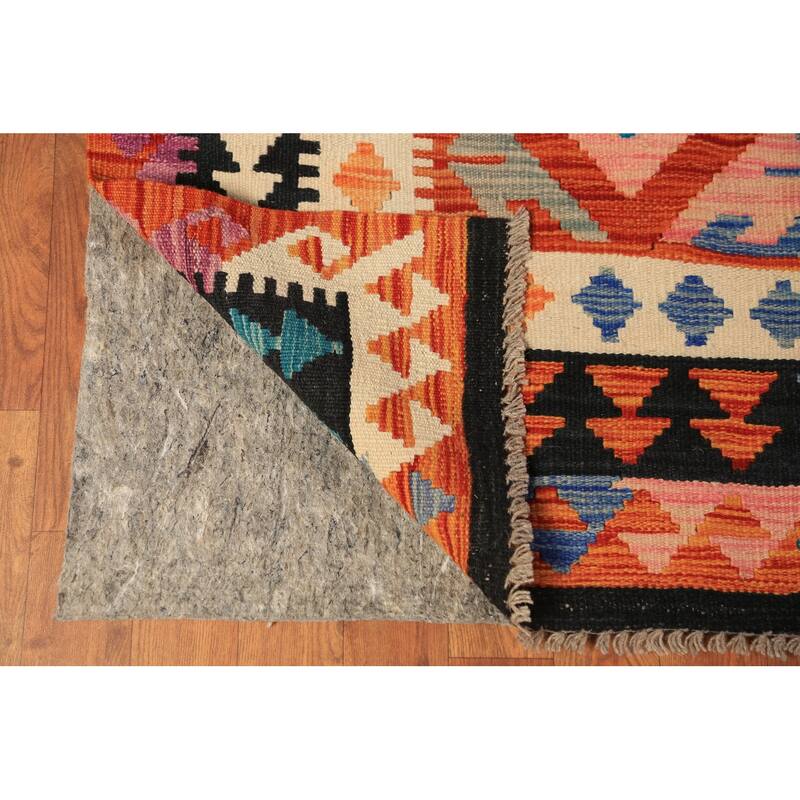 Geometric Kilim Reversible Area Rug Hand-Woven Tribal Wool Carpet - 8'3"x 11'5"
