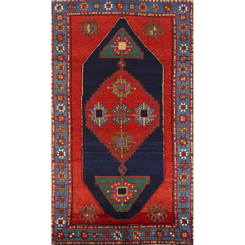 Hand Knotted Oriental 100% Wool Carpet Traditional Tribal Red Kazak Area Rug - 7' 6'' X 4' 2''