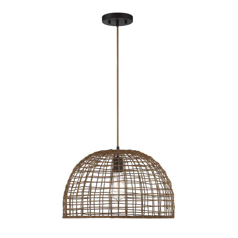 Meridian M70105 18" Wide Single Light Pendant with Rattan Shade