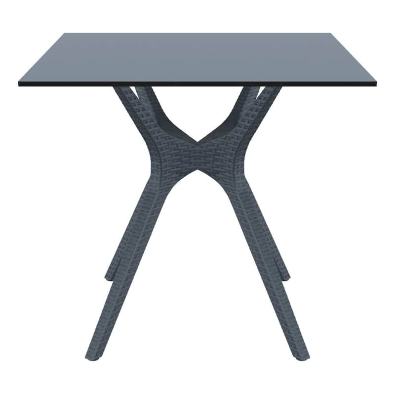 31.5" Gray Solid Square Patio Dining Table