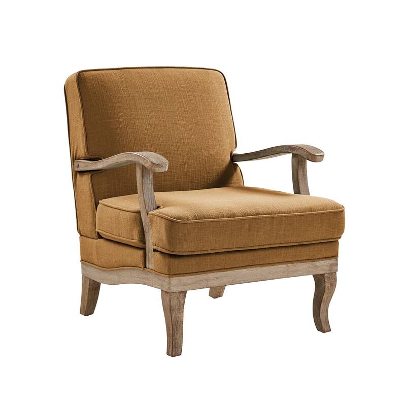 HULALA HOME Rinaldo Farmhouse Polyester Armchair with Comfortable Backrest and Solid Wood Legs