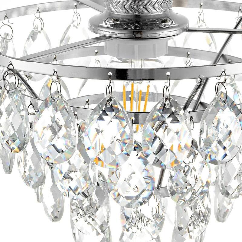 WINGBO Small Crystal Ceiling Light Fixture Mini Semi Flush Mount...