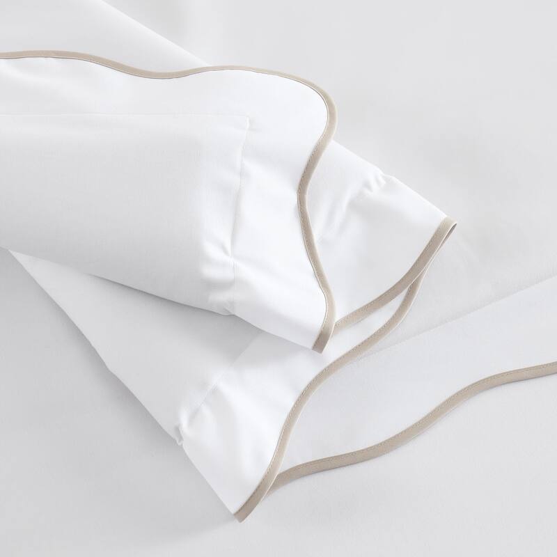 Martha Stewart Simple Scallop Cotton Duvet Cover Set