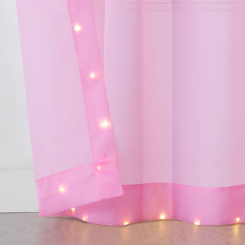 Eclipse Starlight Light Up Sheer Hookless Curtain, 1 Panel, Lights with Remote Control
