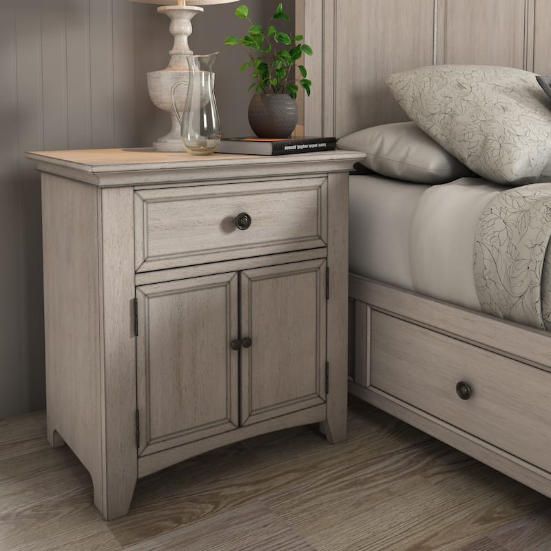Ediline 1-drawer Wood Cupboard Nightstand with Charging Station by iNSPIRE Q Classic