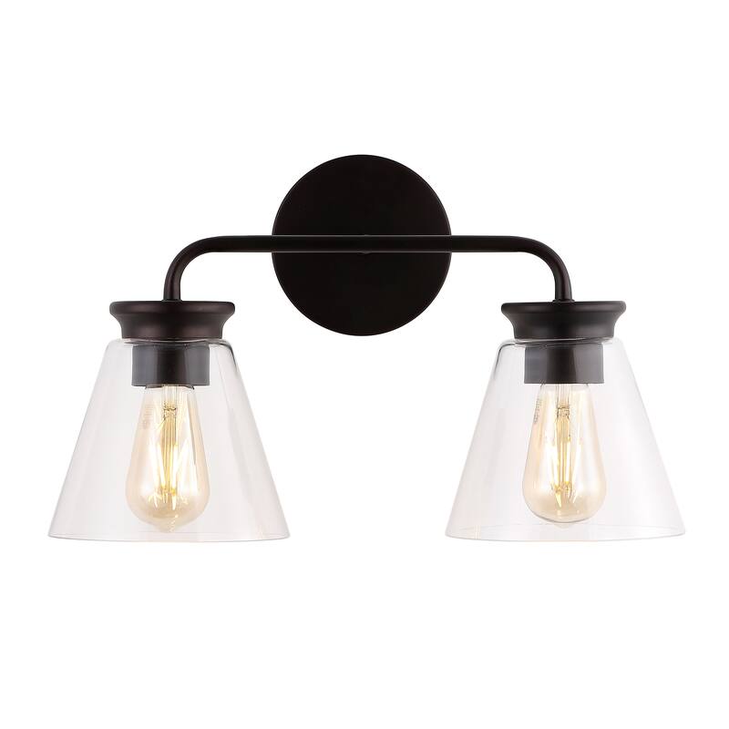 Kondo 6.38" Modern Farmhouse Iron LED Vanity, Oil Rubbed Bronze/Clear by JONATHAN Y